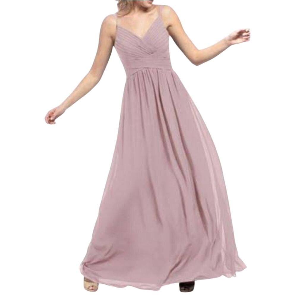 Azazie A-Line Lace Chiffon Floor-Length Dress in Dusty Rose Size 2X